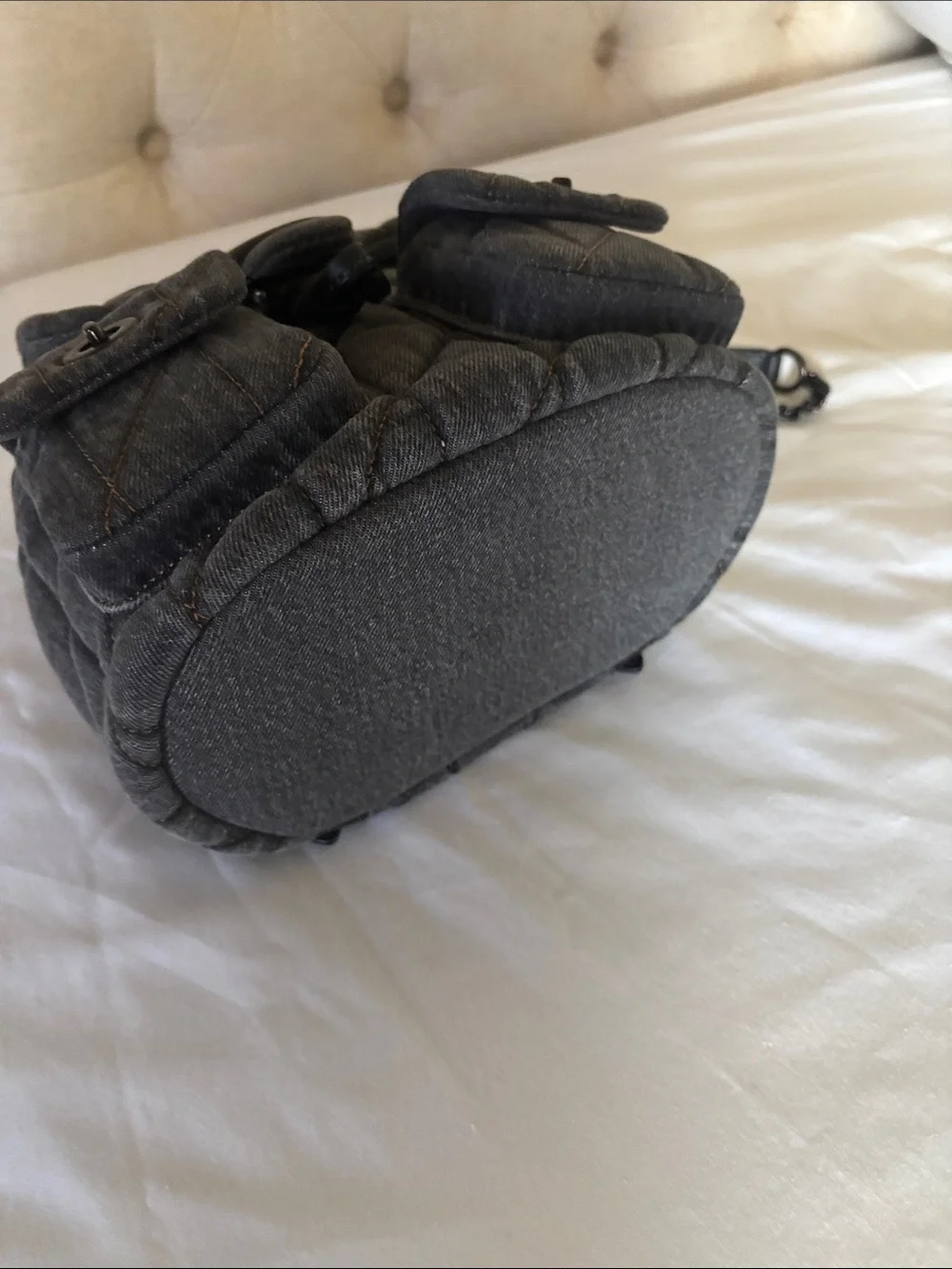 Coach Quilted Tabby Backpack Washed Grey Denim